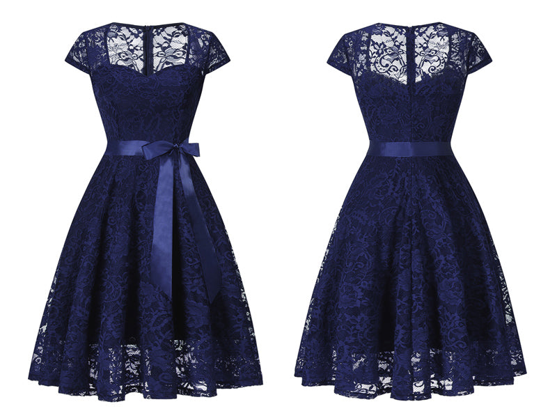 Robe Inspiration Vintage Été Bleu