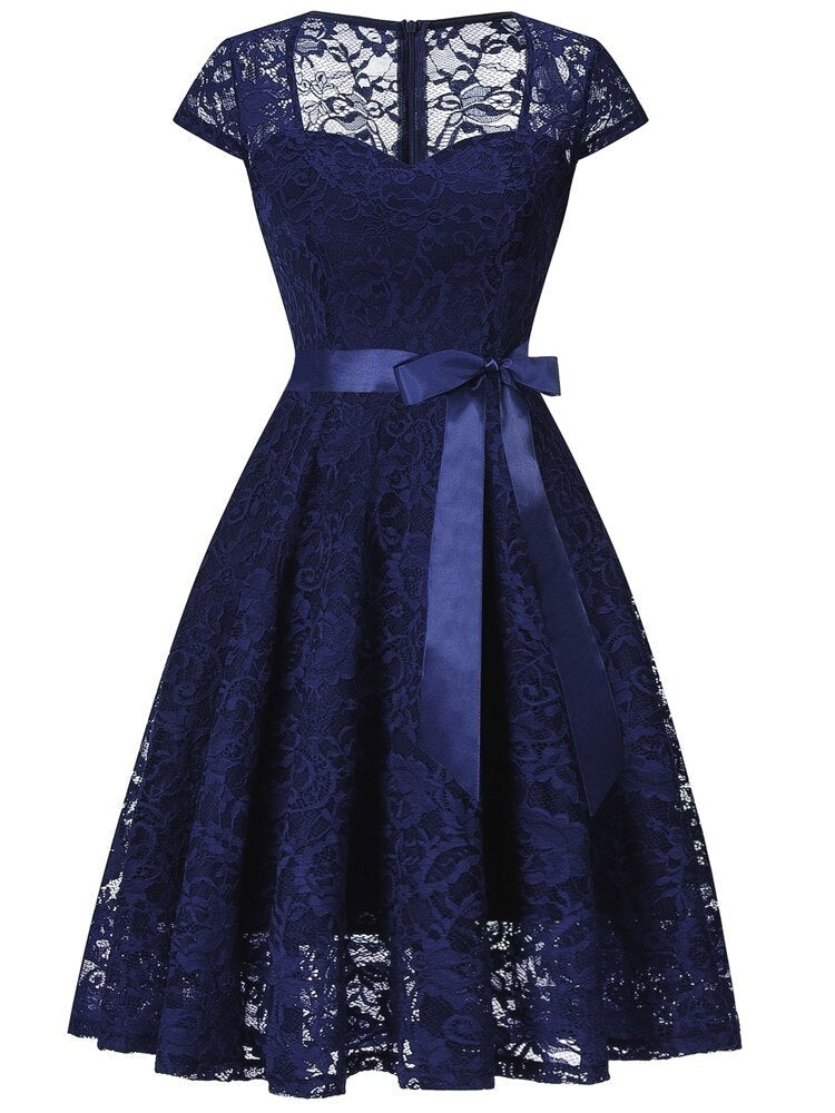 Robe Inspiration Vintage Été Bleu