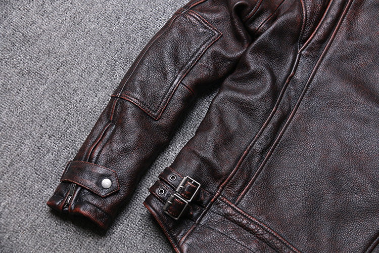 Veste Moto Cuir Marron Vintage