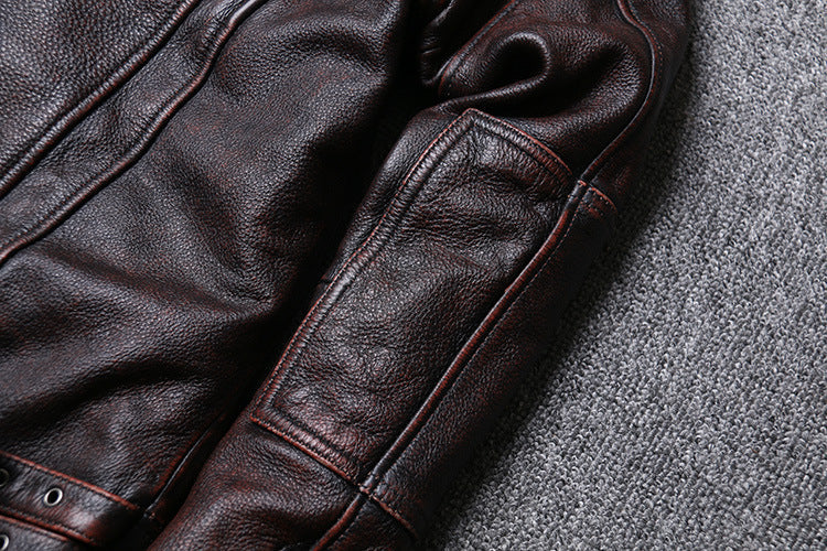 Veste Moto Cuir Marron Vintage