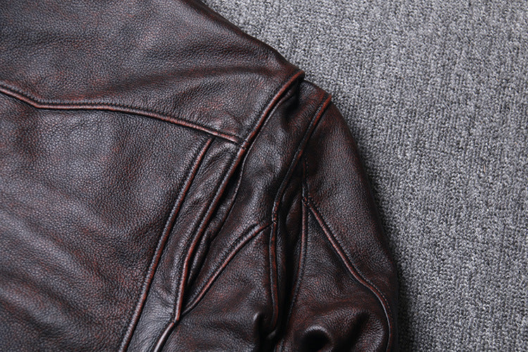 Veste Moto Cuir Marron Vintage