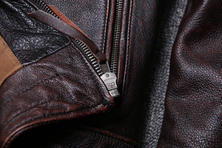 Veste Moto Cuir Marron Vintage
