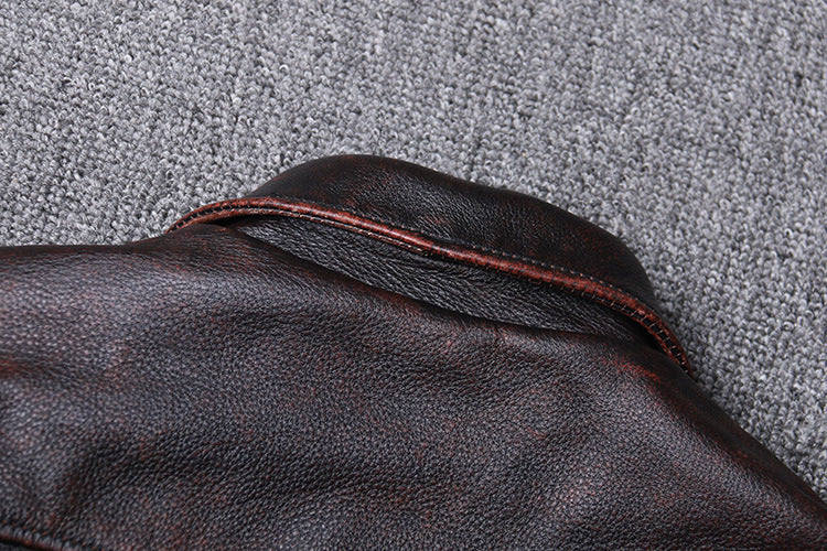 Veste Moto Cuir Marron Vintage