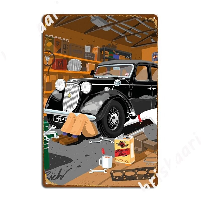 Affiche Poster Vintage Garage Voiture