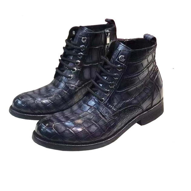 Bottines Moto Homme Cuir Vintage - Fermeture Zip - Taille 39 à 48 - Style Rétro