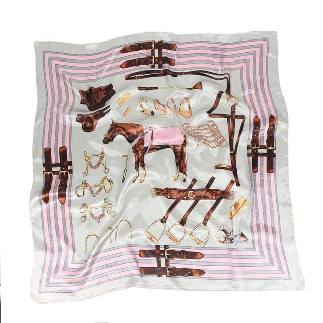 Foulard écharpe En Soie Vintage - Vert - 90 X 56 Cm - Occasion Très Bon état