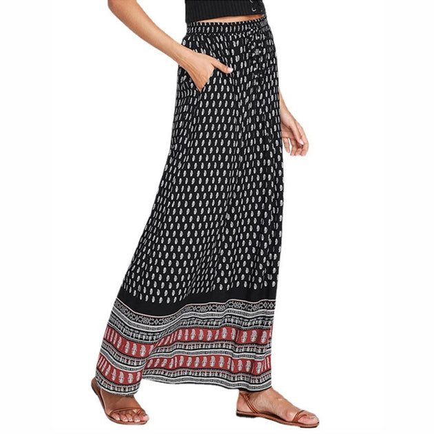 Jupe Longue Maxi Femme à Volants - Taille Élastique Haute - Style Vintage, Décontracté - Pour Bureau, Soirée - Taille S à 5XL - 2