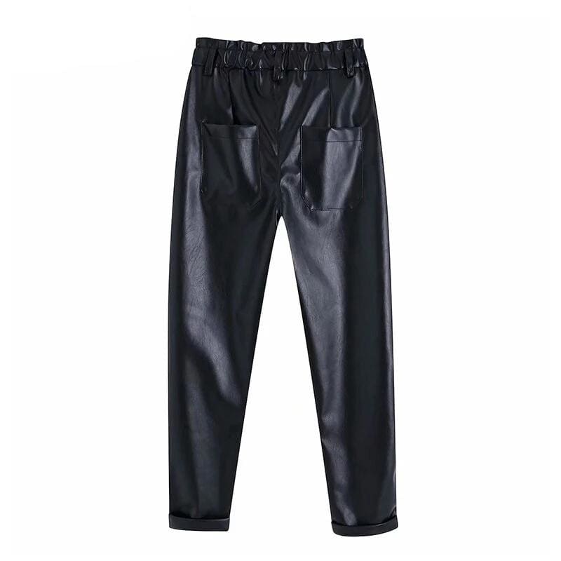 Pantalon Simili Cuir Vintage Femme