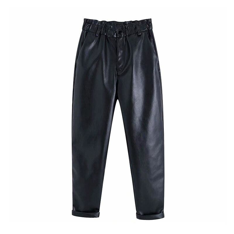 Pantalon Simili Cuir Vintage Femme