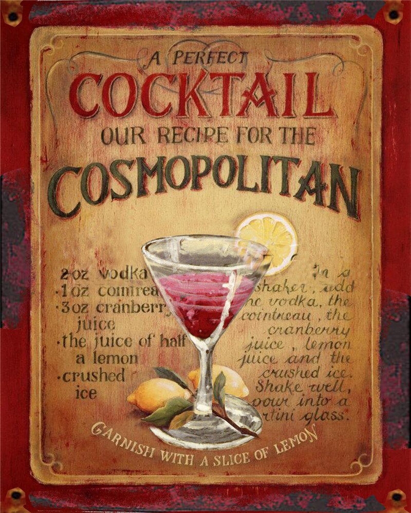 Poster Vintage De Cocktail