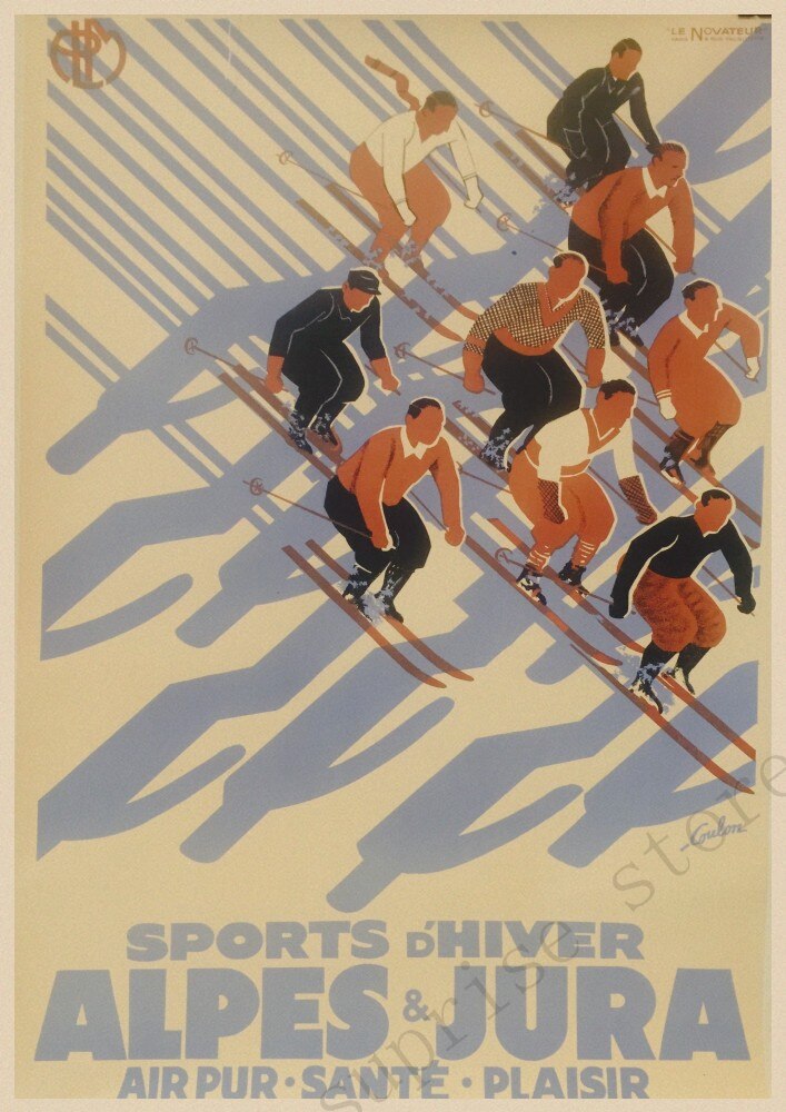 Poster Vintage De Ski