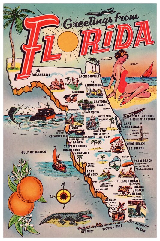 Poster Vintage Plage 50S