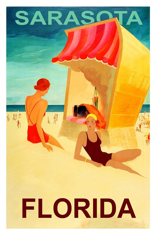 Poster Vintage Plage 50S