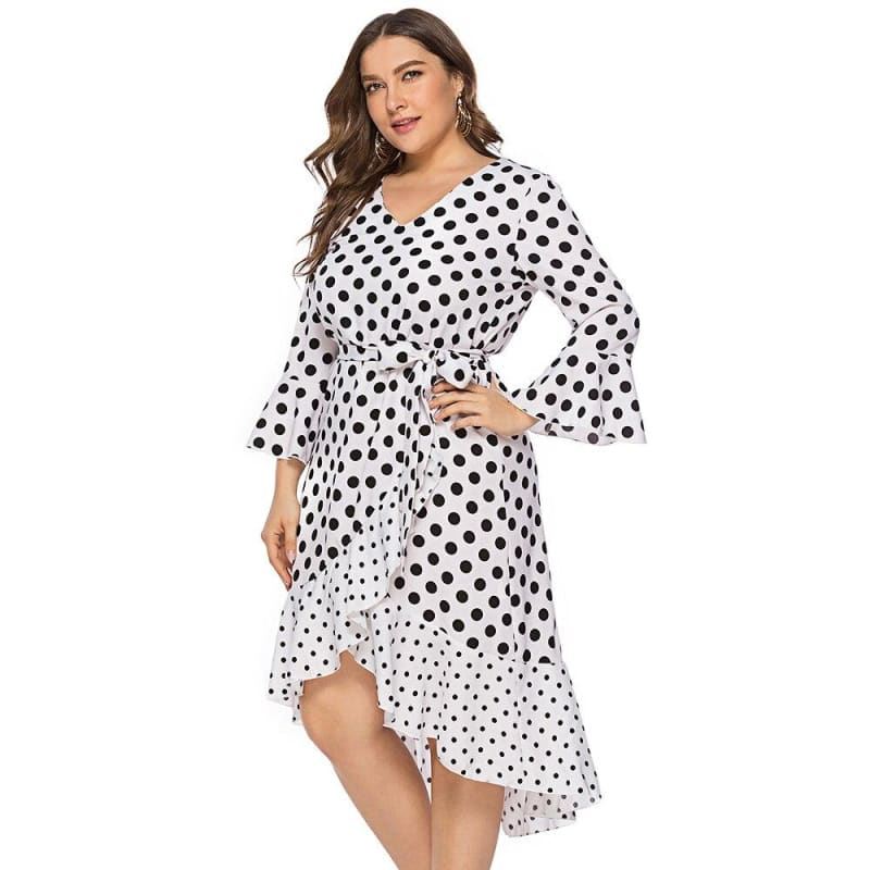 Robe Blanche Petit Pois Grande Taille Vintage