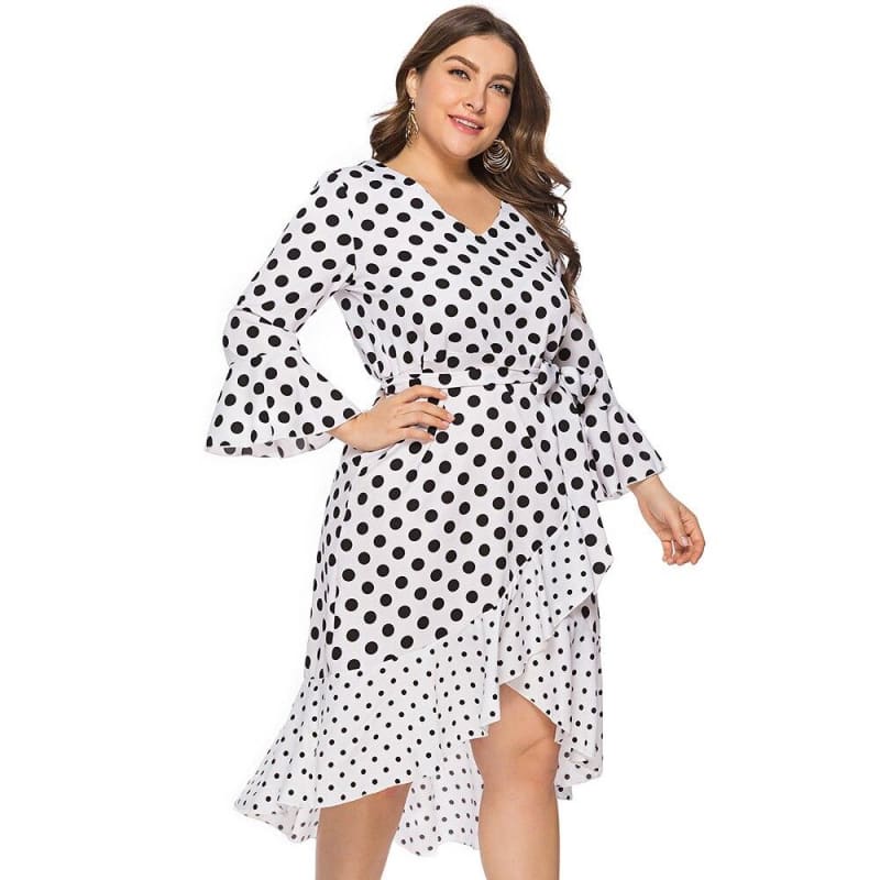 Robe Blanche Petit Pois Grande Taille Vintage