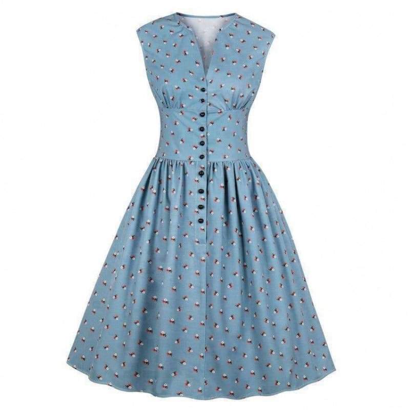 Robe Inspiration Vintage Bleu