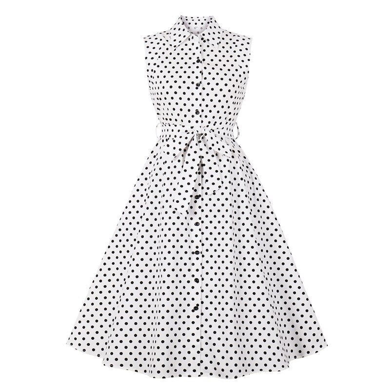 Robe Rétro Vintage Été Blanc