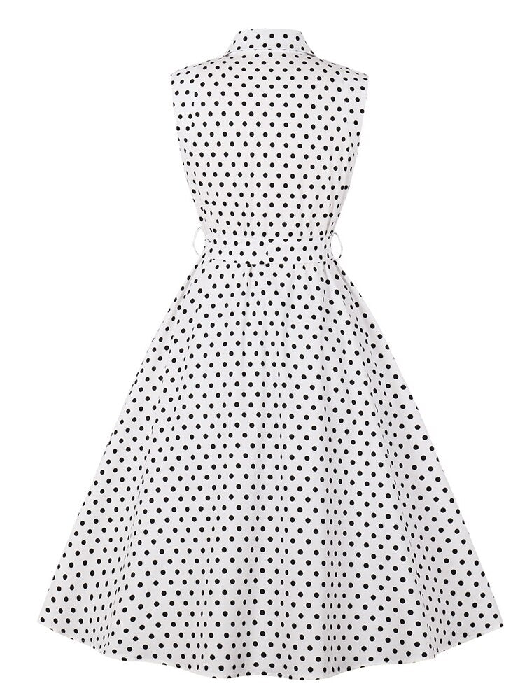 Robe Rétro Vintage Été Blanc