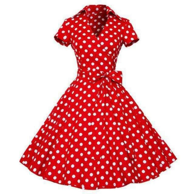 Robe Rouge À Pois Blanc