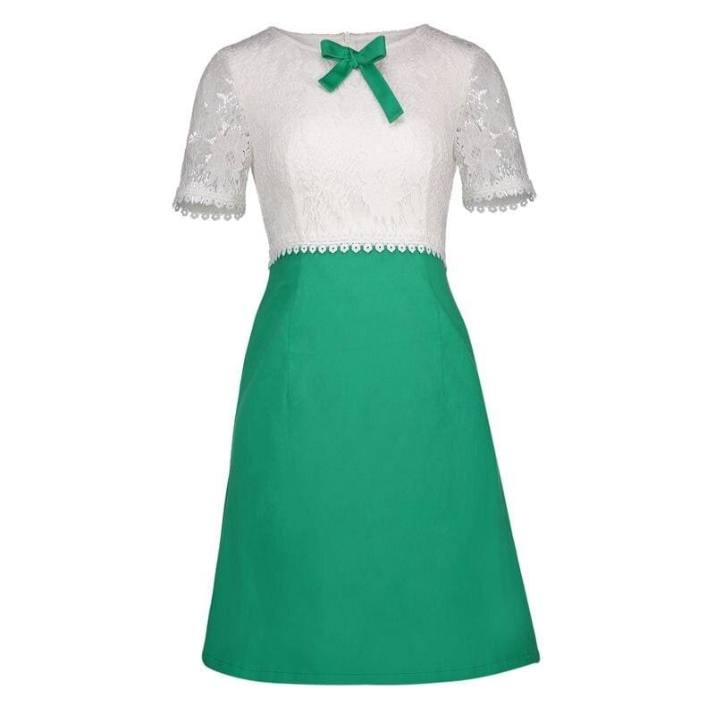 Robe Vintage Blanc Et Verte