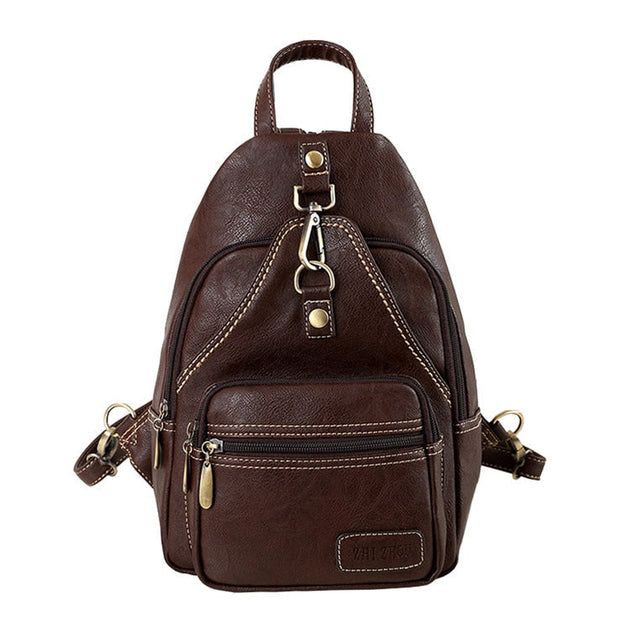 Sac De Voyage / Sac à Dos En Cuir Véritable Fait Main - Italie - Marron/rouge, Cabine Ryanair (neuf)