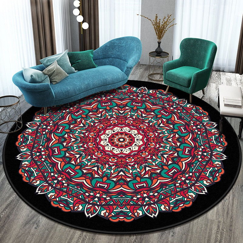 Tapis Rond Vintage Coloré