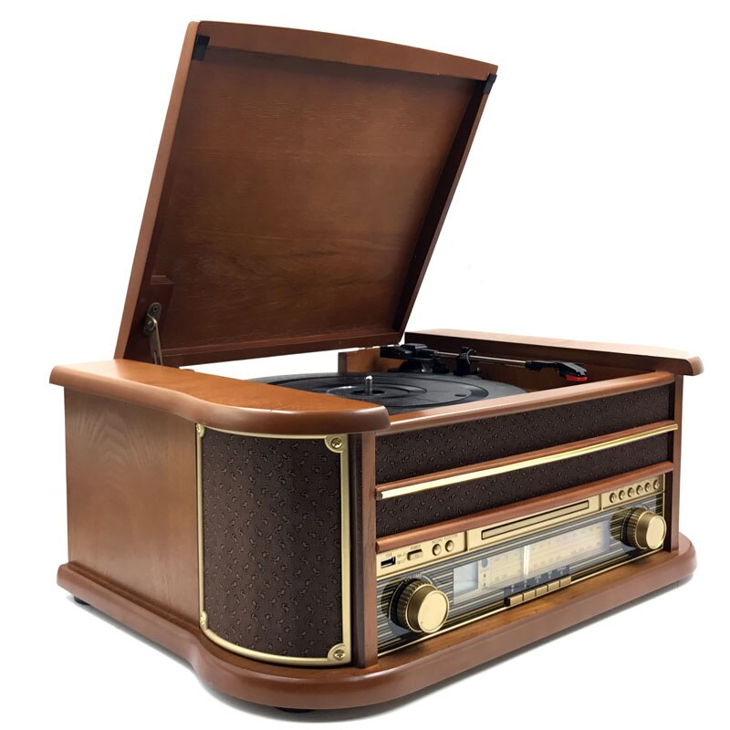 Tourne Disque Vintage Marron Rétro