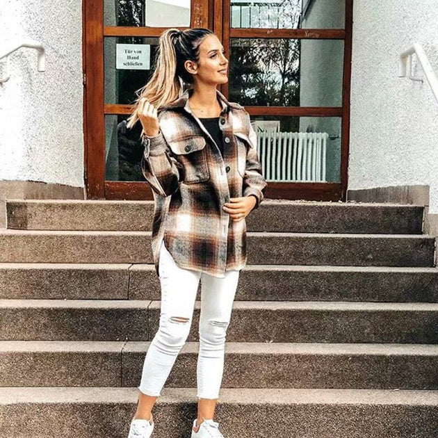 Veste A Carreaux Vintage Femme