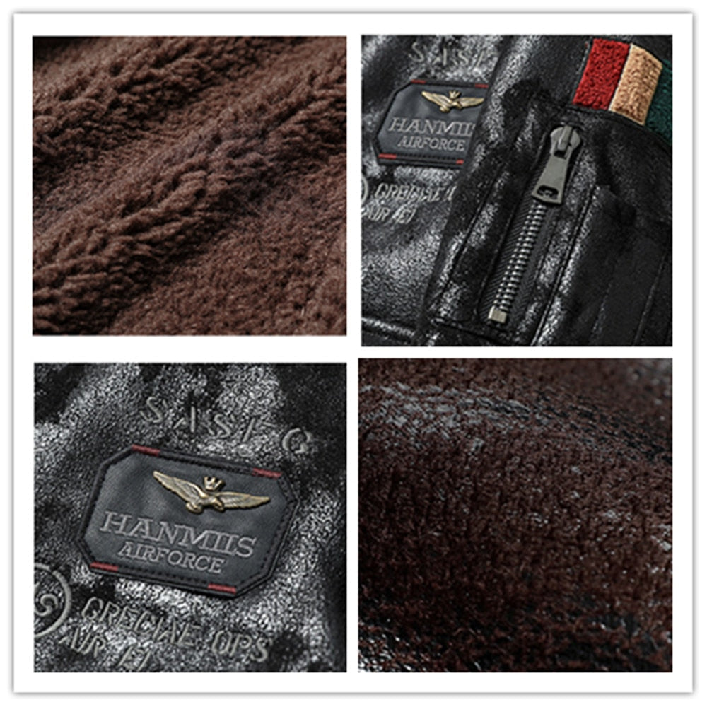 Veste En Cuir Fourrée Vintage Brodé