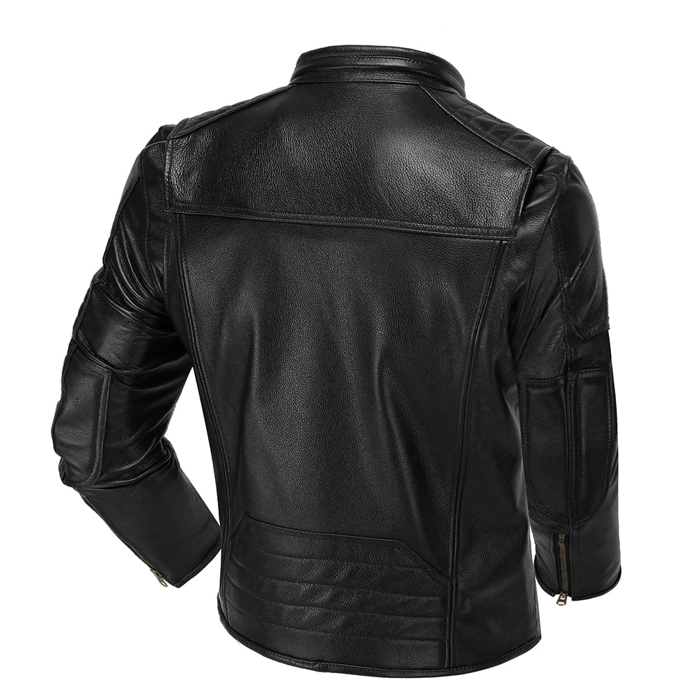 Veste Motard En Cuir Homme Vintage