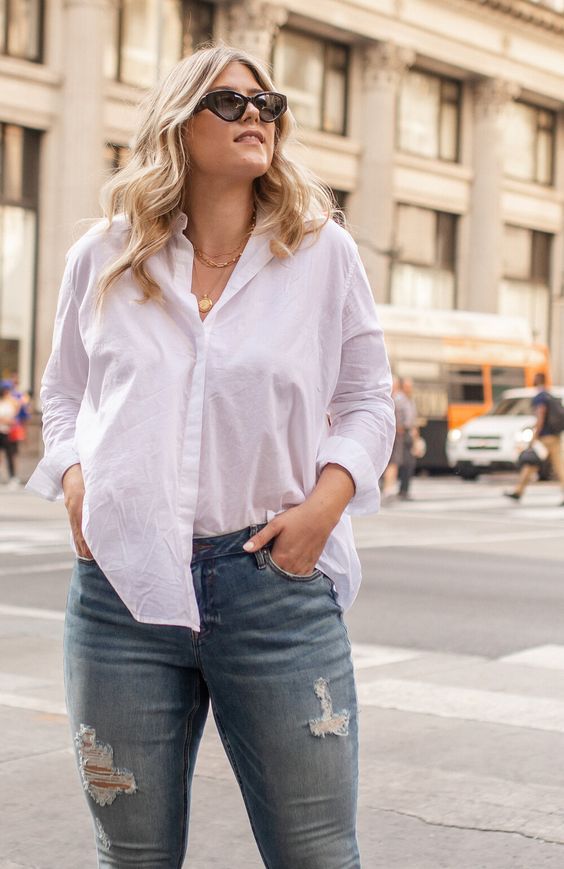 Comment porter une chemise blanche oversize femme Eternel Vintage