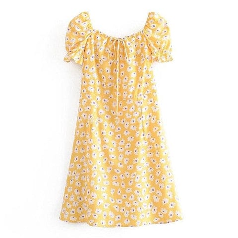 Robe Broderie Vintage Jaune