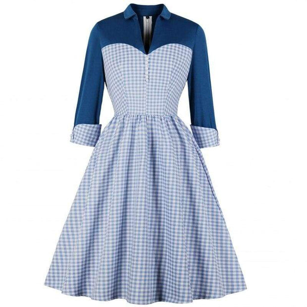 Robes Vintage Manches 3/4 Bleu