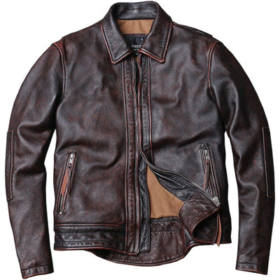 Veste Moto Cuir Marron Vintage