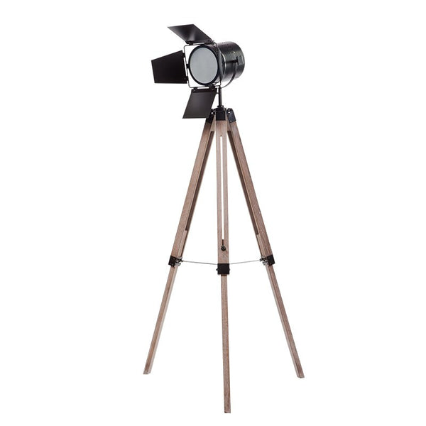 Projecteur vintage en acier avec trépied et finition chromée et argentée Projecteur vintage en acier avec trépied et finition chromée et argentée
