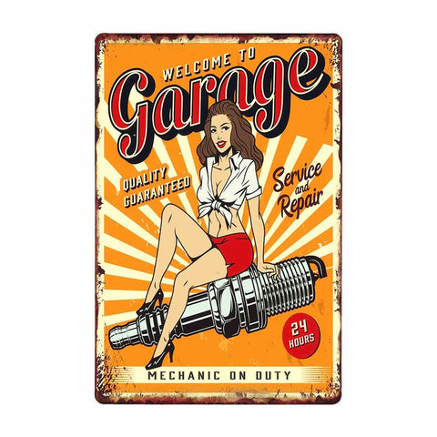 Poster Affiche Garage Publicité Vintage