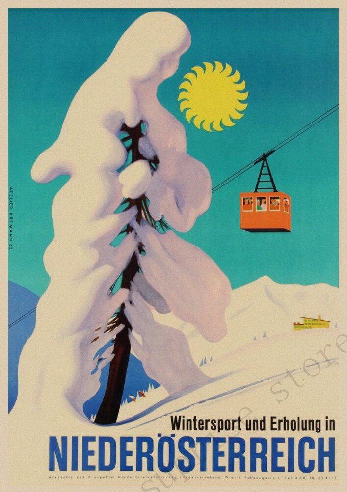 Poster Vintage De Ski
