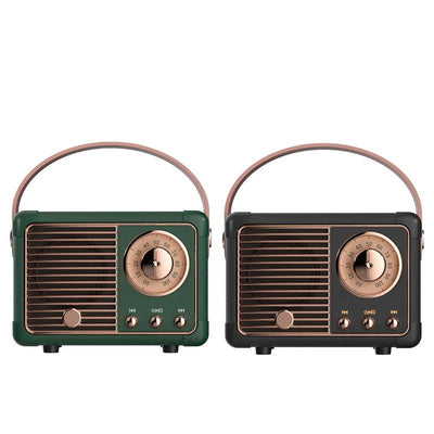 CYBORIS Enceinte Bluetooth rétro, radio vintage rotative en bois
