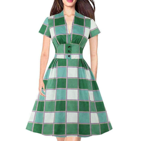 Robe Longue Rétro Vert