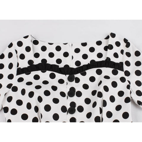 Robe Vintage Blanc A Pois