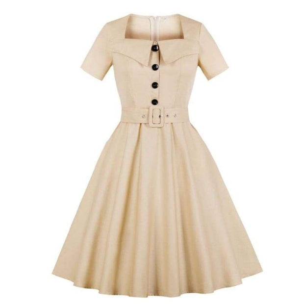 Robe Vintage Imprimé Beige