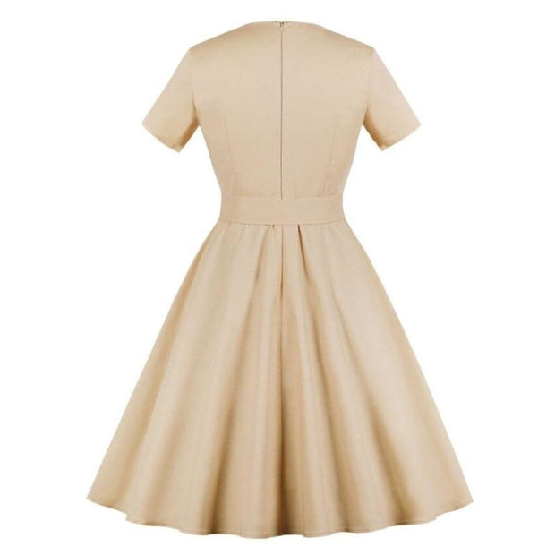 Robe Vintage Imprimé Beige