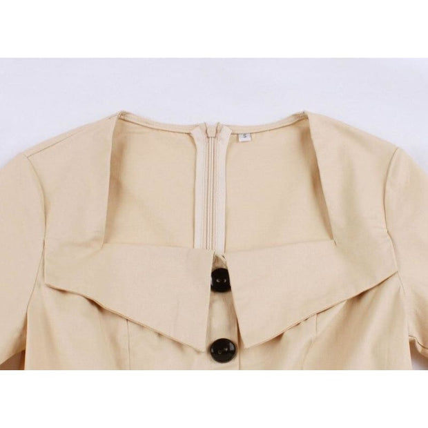 Robe Vintage Imprimé Beige