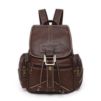 Sac à dos en cuir noir vintage