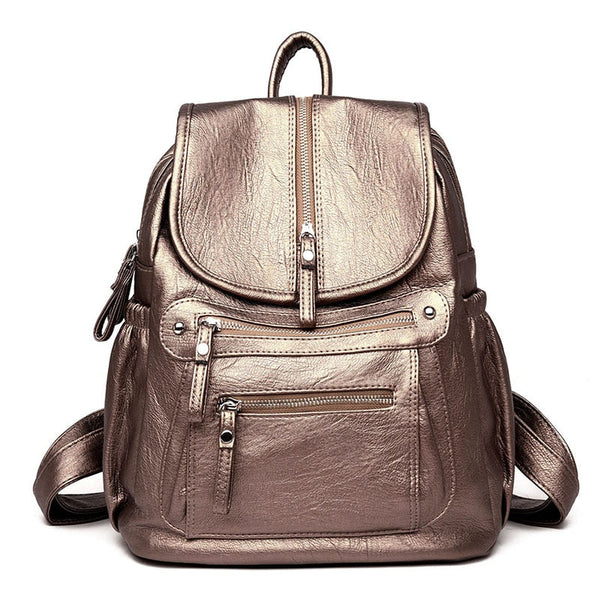 Sac à Dos En Cuir Véritable Grain Entier - Style Motard, Taille Large, Avec Roulettes Et Sangle Ajustable, Fait Main - Neuf Sans étiquettes