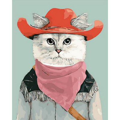 Tableau Chat Vintage Avec Chapeau