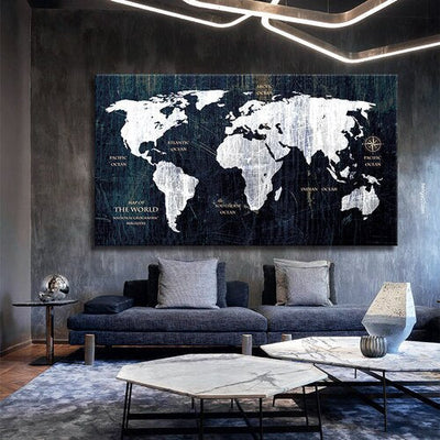 Tableau Mappemonde Vintage Sur Toile