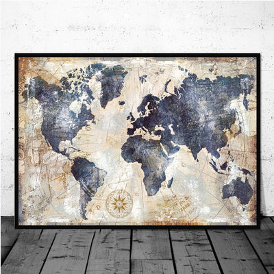 Tableau Vintage Carte Du Monde