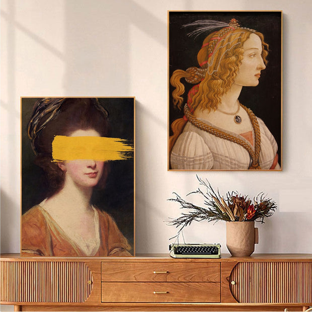 Tableau Vintage Visage De Femme