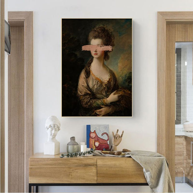 Tableau Vintage Visage De Femme